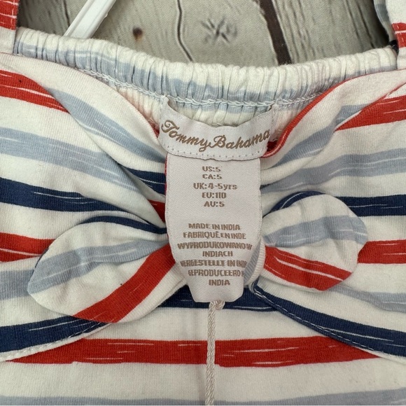 NWT tommy bahama Striped top and Navy Shorts Set with Headband sz 5 girls - Picture 2 of 12